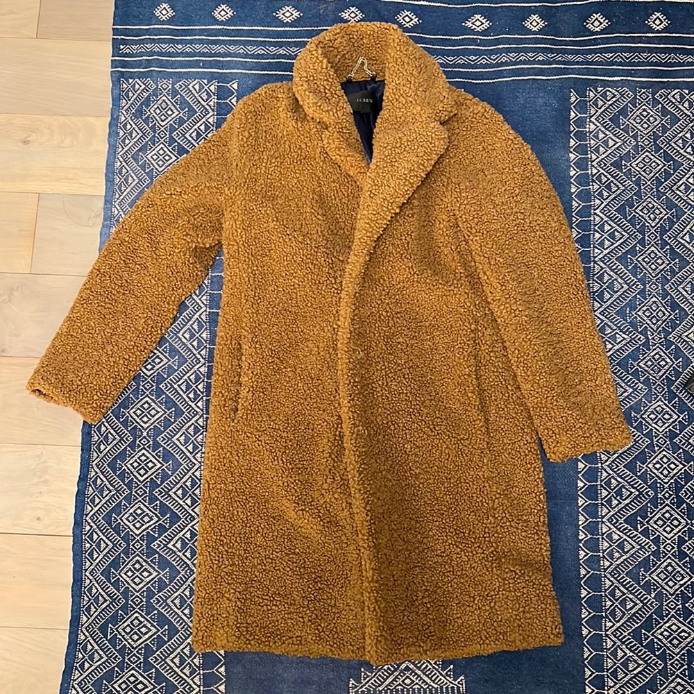 J Crew teddy bear coat. Camel color, great condition